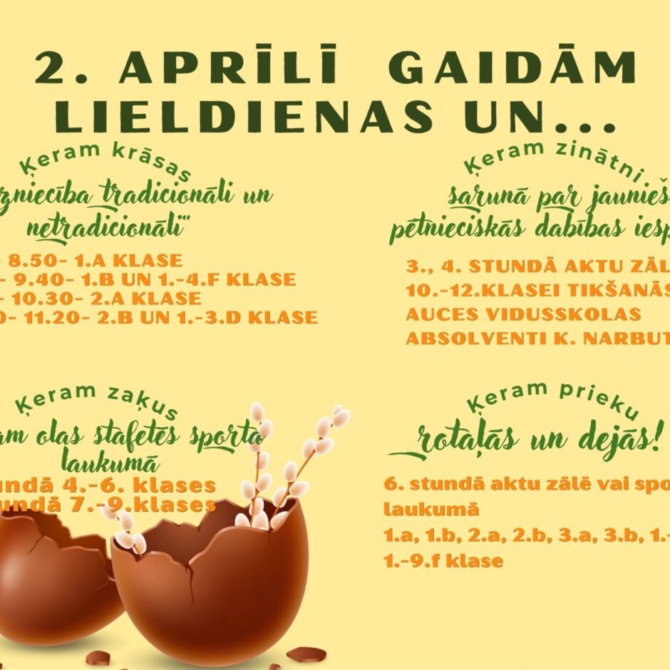 Lieldienu aktivitātes skolā, gaidot lieldienas