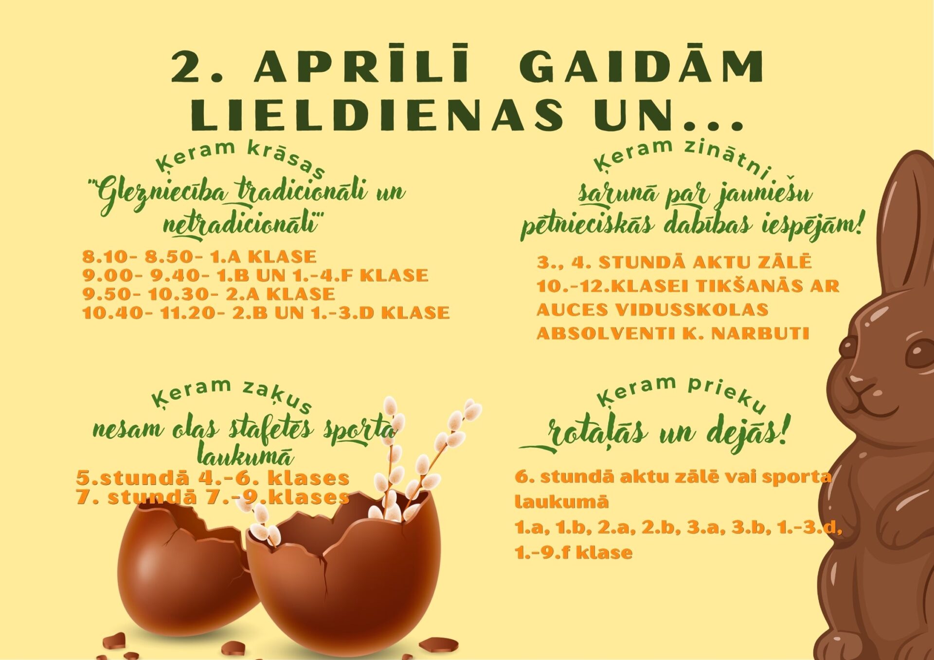 Lieldienu aktivitātes skolā, gaidot lieldienas