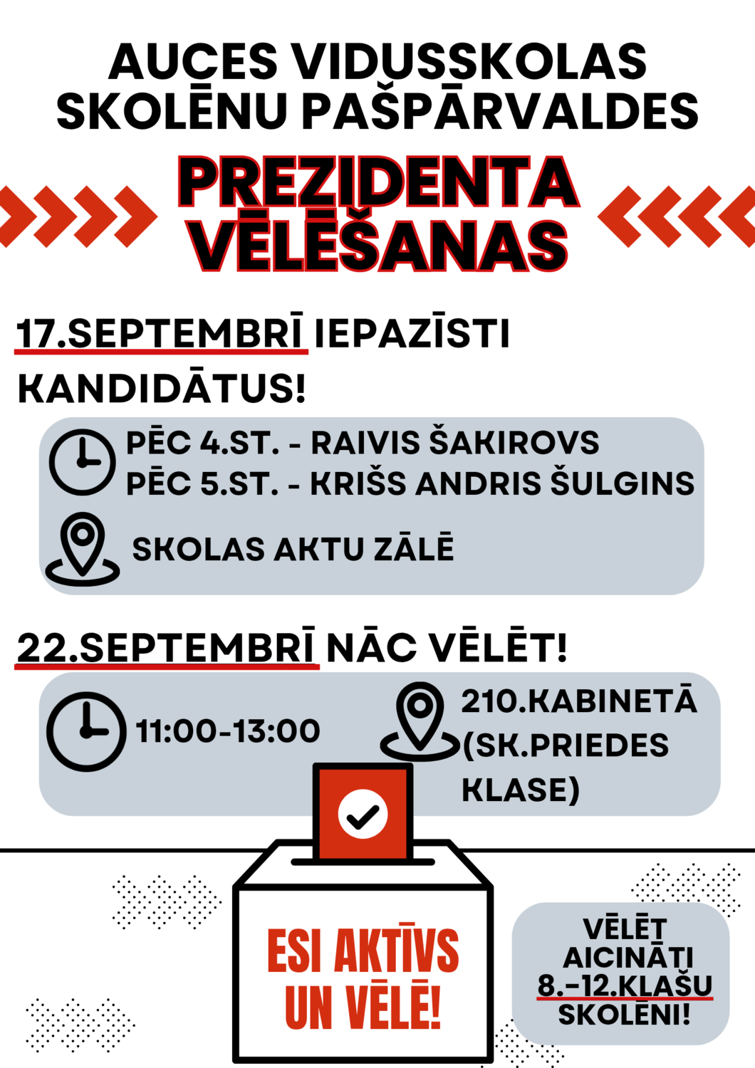 Auces vidusskolas skolēnu pašpārvaldes prezidenta vēlēšanas